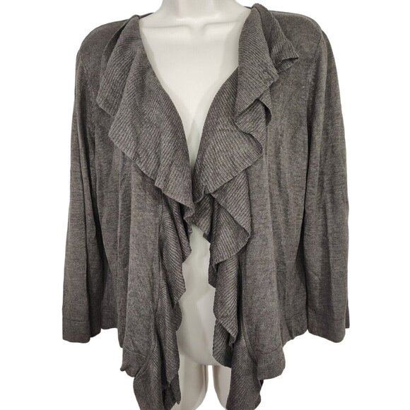 89th and Madison Brown Waterfall Open Front Cardigan Sweater Women Size XL NEW - Picture 2 of 6